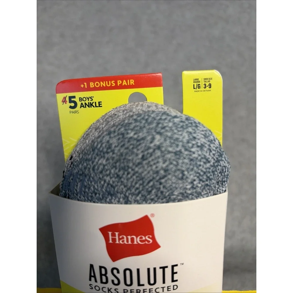 Hanes Boys' Absolute Active Crew Socks - 5 Pack, White L 3-9